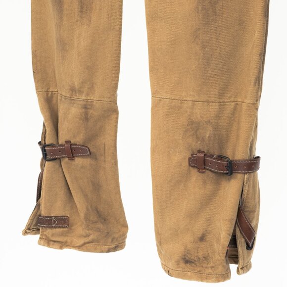 Ralph Lauren Tan Distressed Cotton Leather-Trim Jeans - Picture 8 of 13
